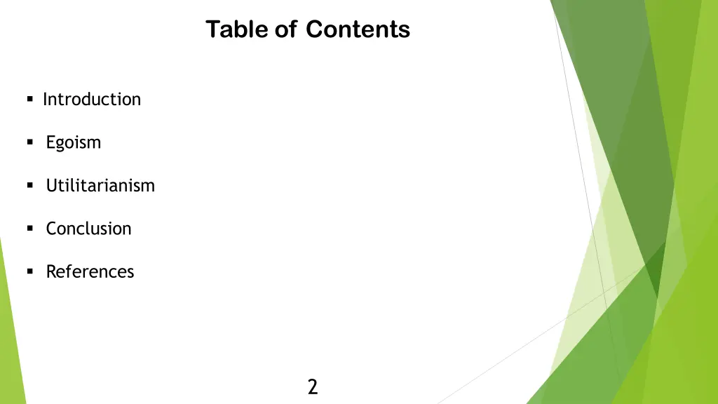 table of contents