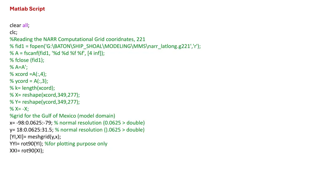 matlab script