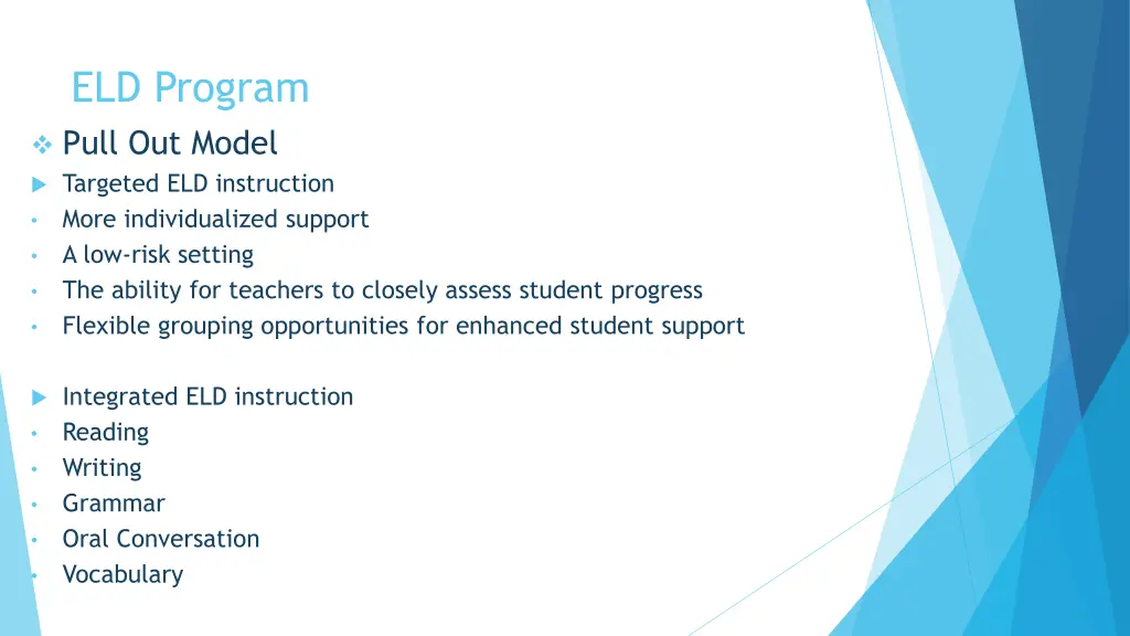 eld program pull out model targeted