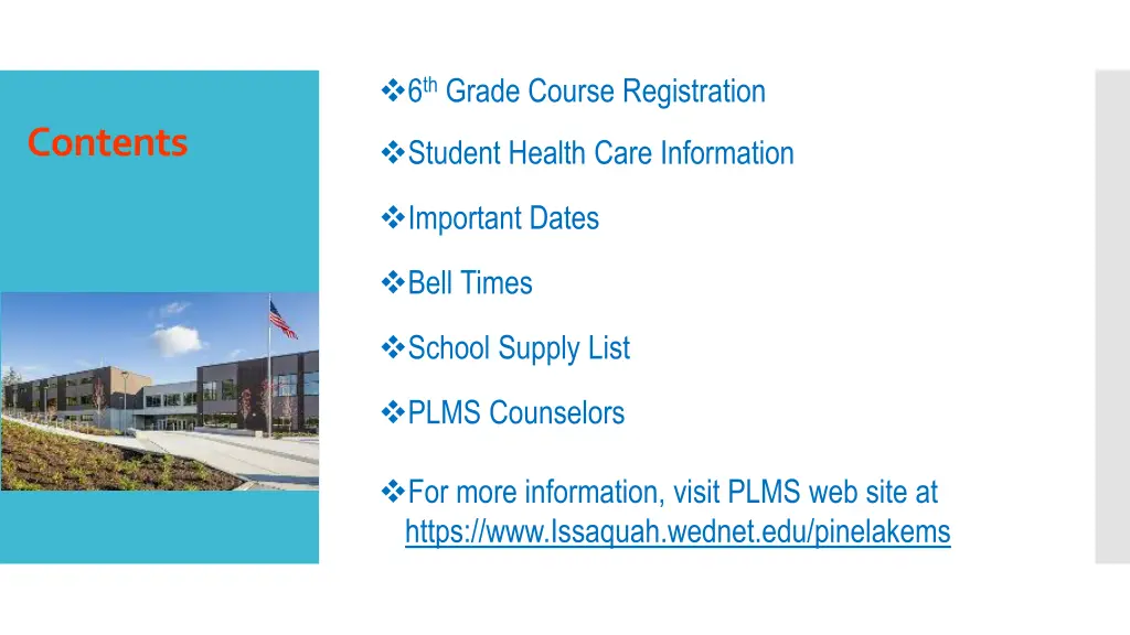 6 th grade course registration