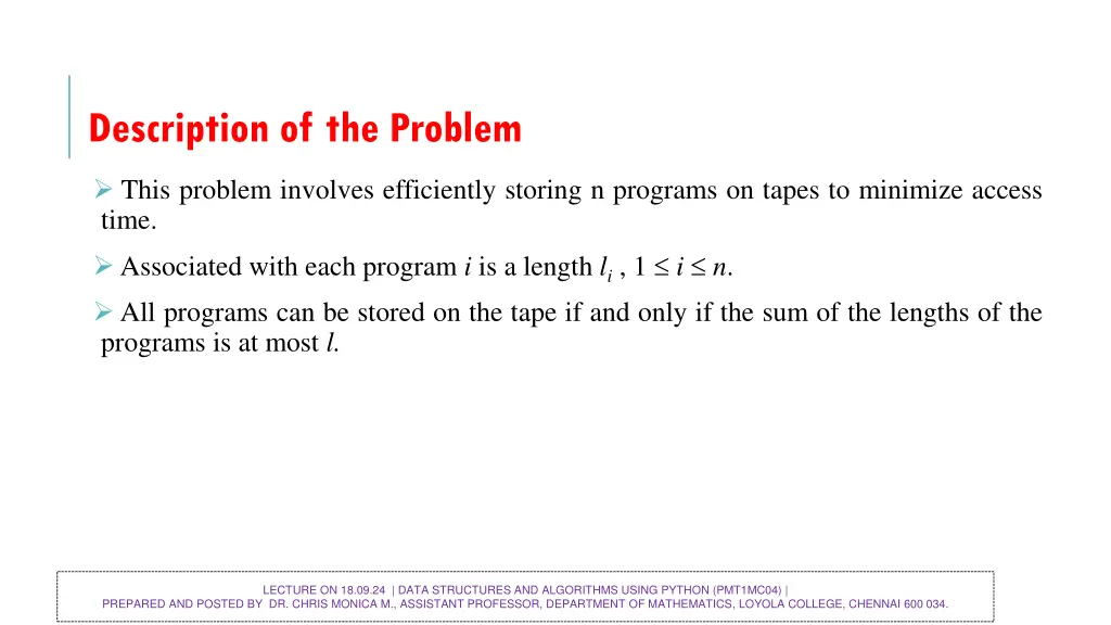 description of the problem 2