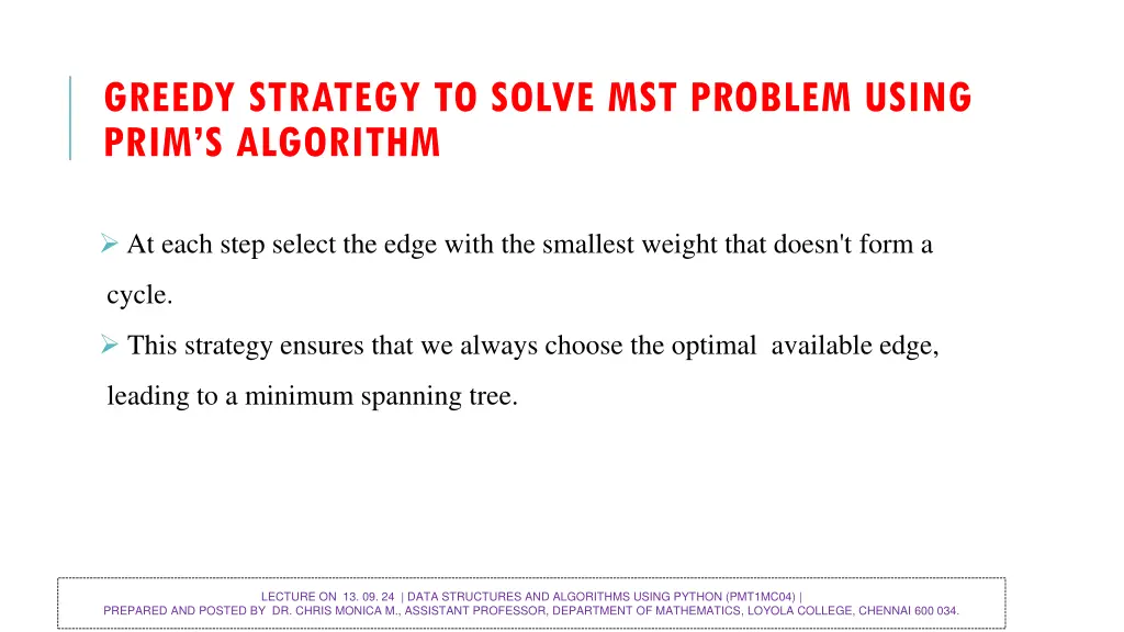 greedy strategy to solve mst problem using prim