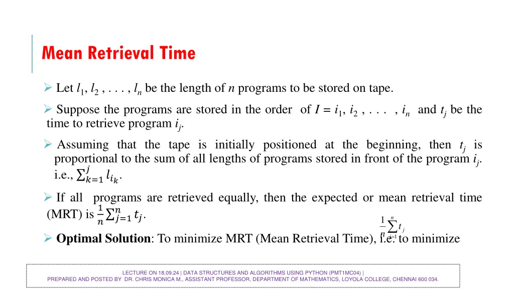 mean retrieval time