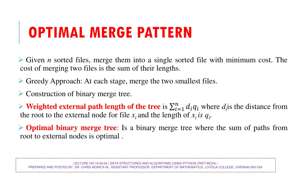 optimal merge pattern 1