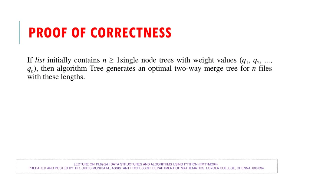 proof of correctness