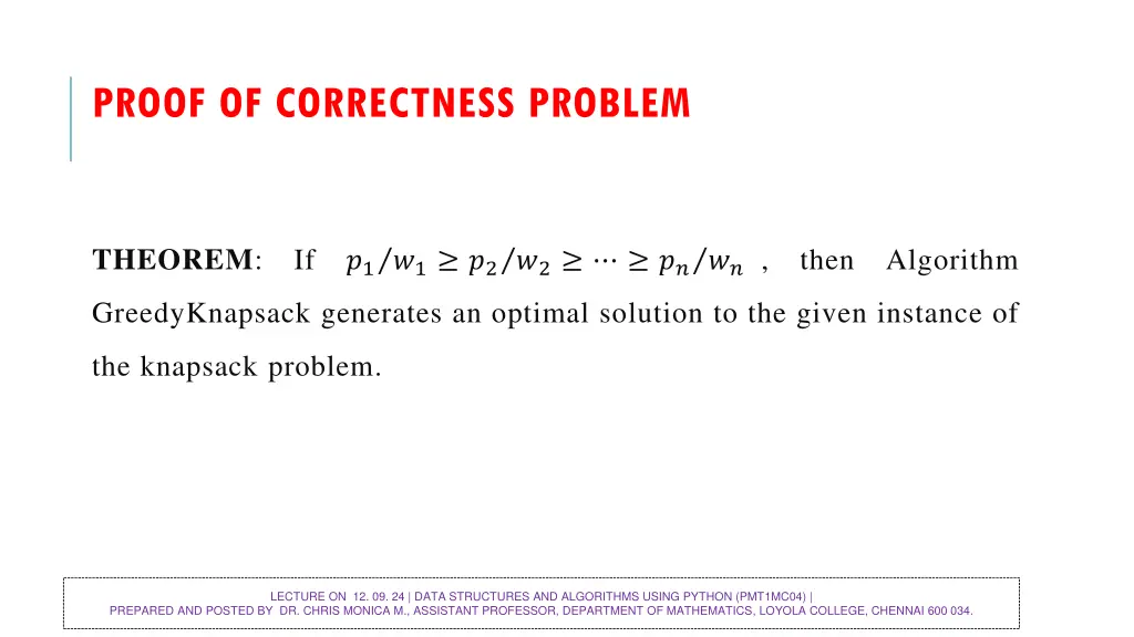 proof of correctness problem