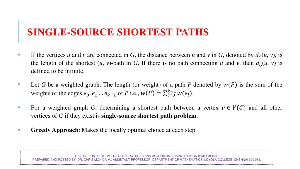 single source shortest paths