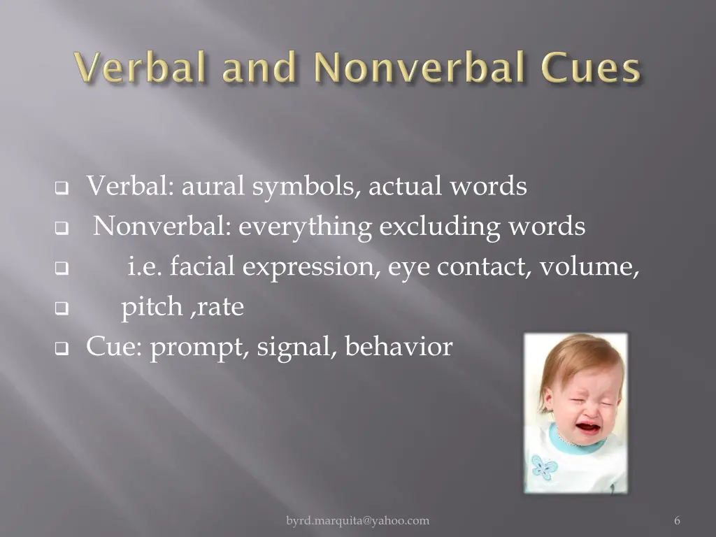 verbal aural symbols actual words nonverbal