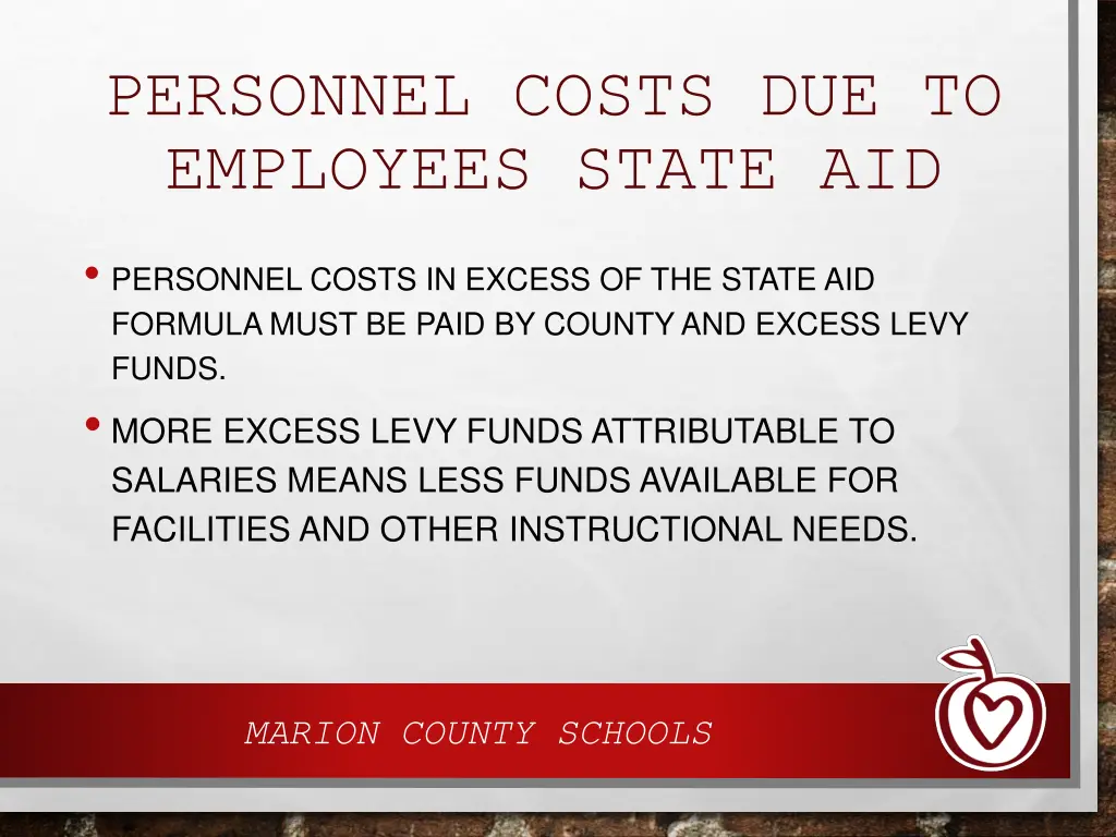 personnel costs due to employees state aid