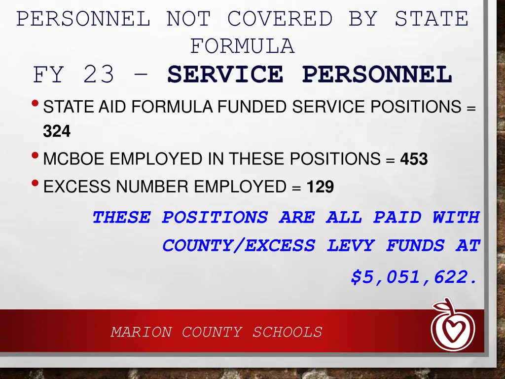 personnel not covered by state formula 1