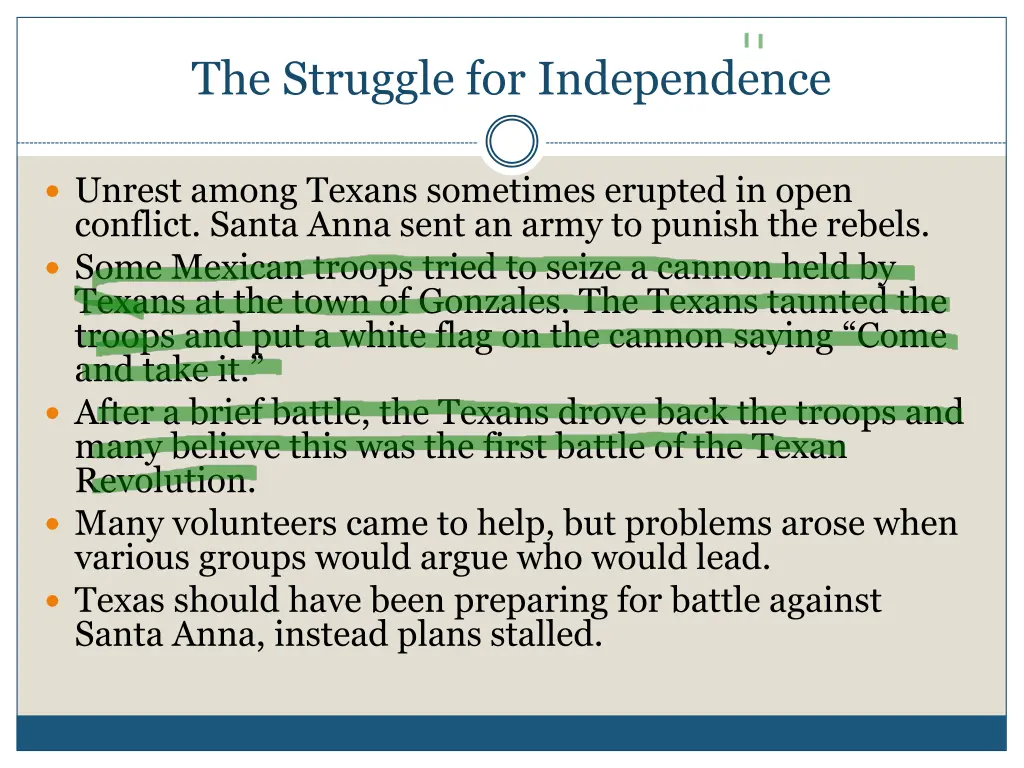 the struggle for independence