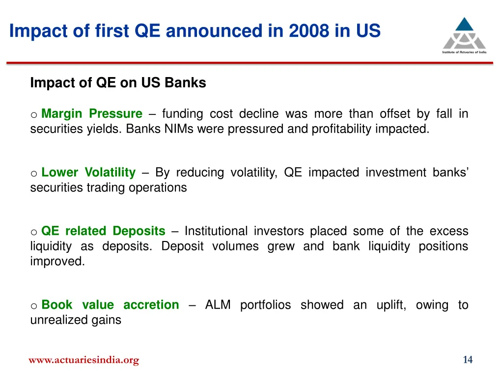 impact of first qe announced in 2008 in us