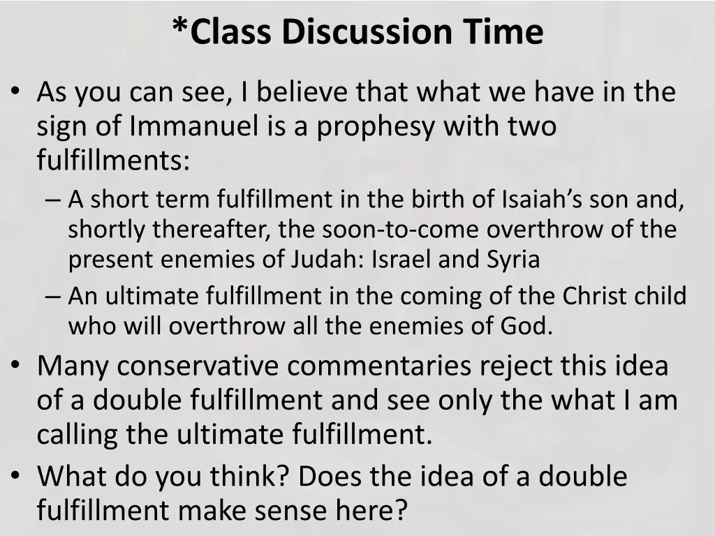 class discussion time 1
