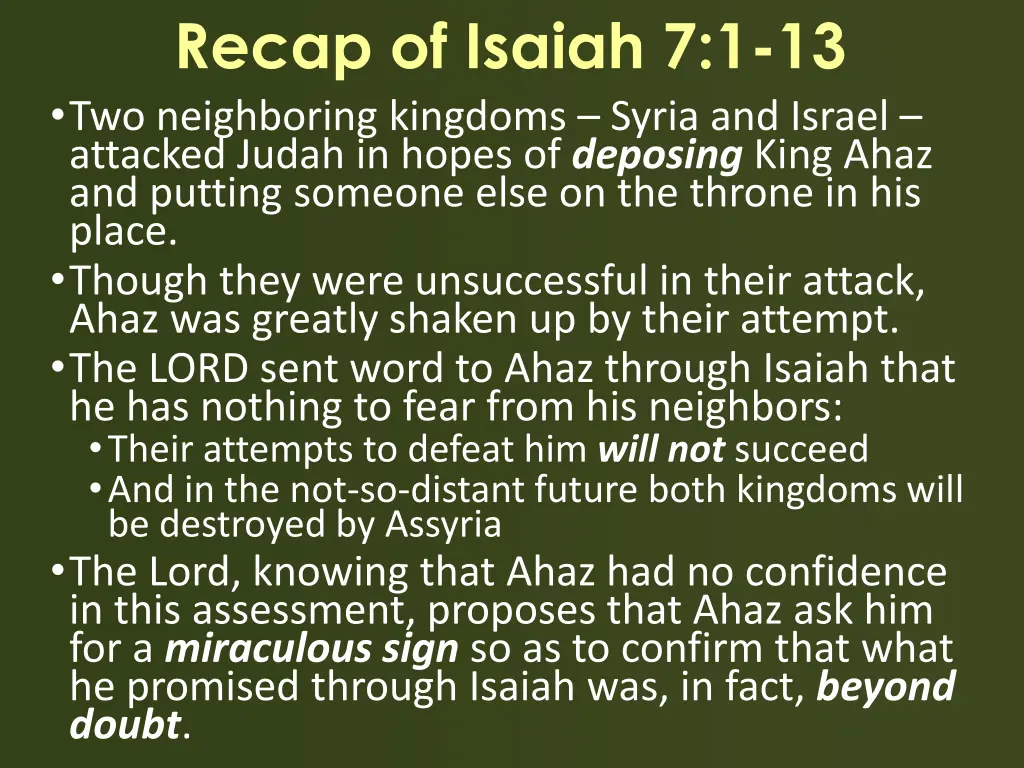 recap of isaiah 7 1 13 two neighboring kingdoms