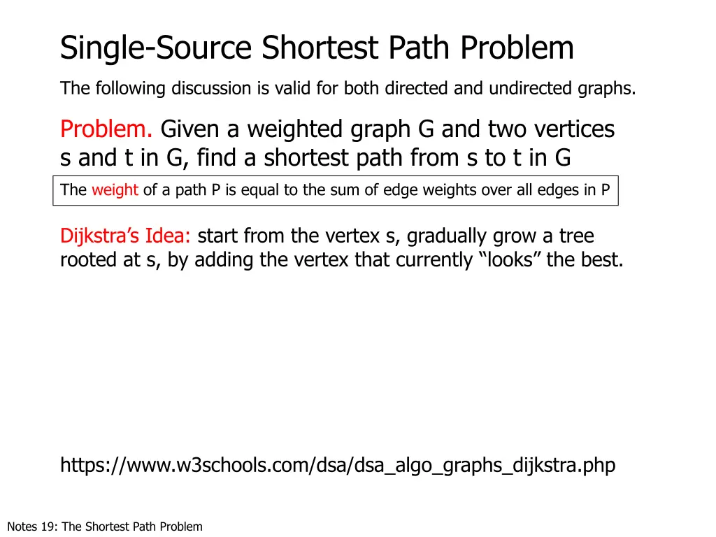 single source shortest path problem
