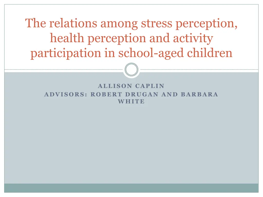 the relations among stress perception health