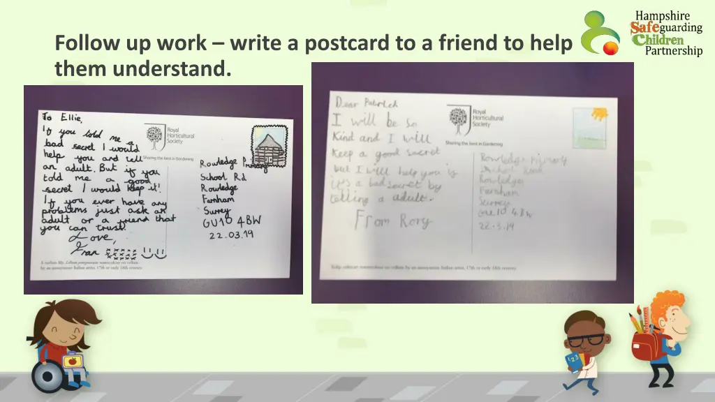 follow up work write a postcard to a friend