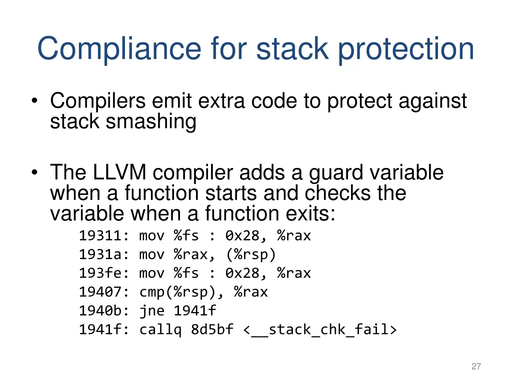 compliance for stack protection
