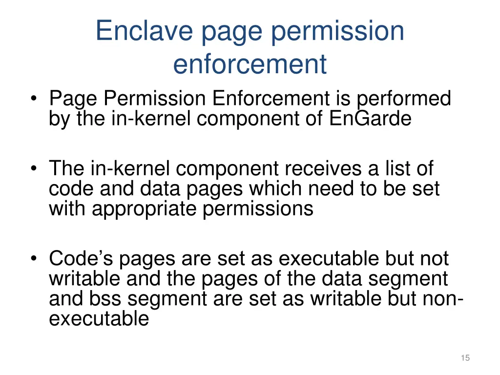 enclave page permission enforcement page