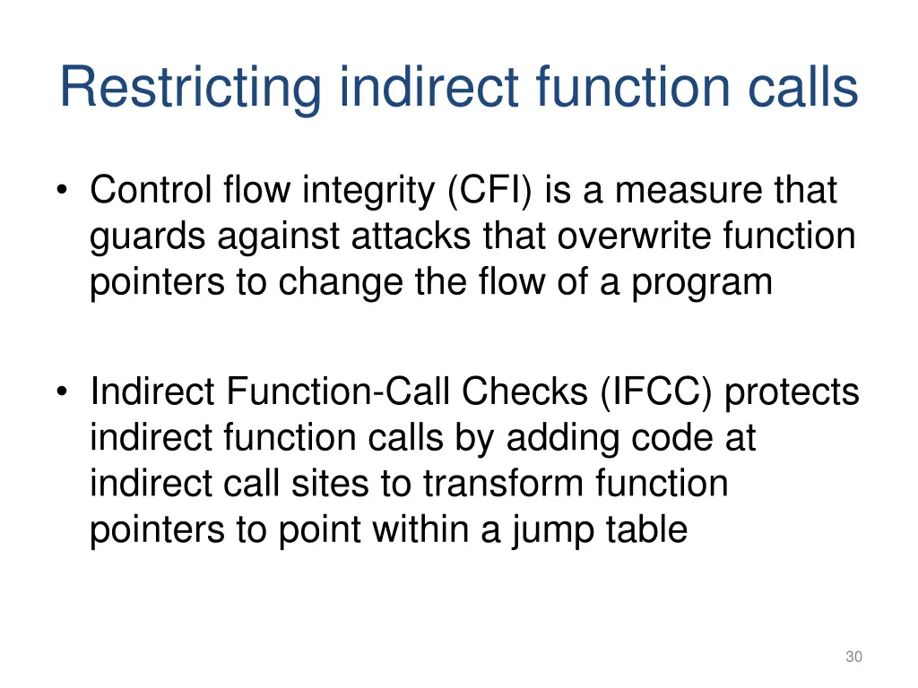 restricting indirect function calls