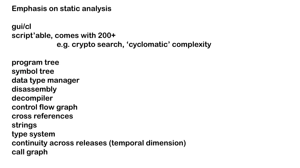 emphasis on static analysis