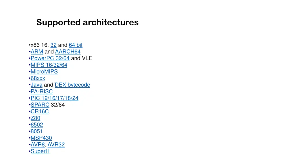 supported architectures