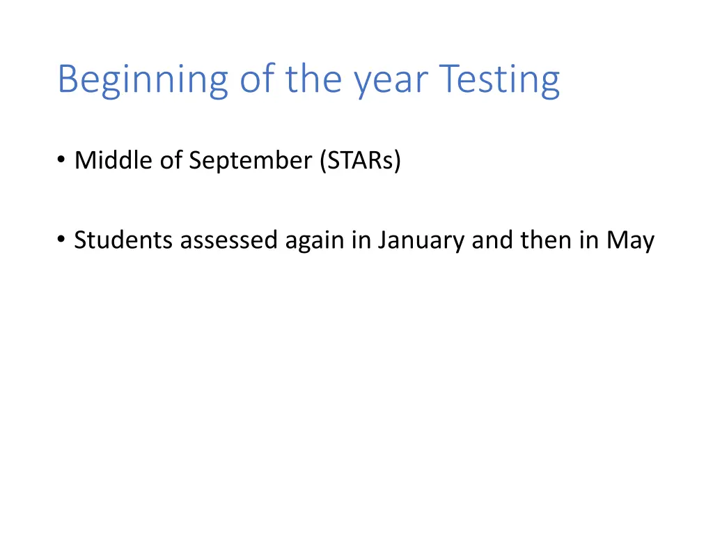 beginning of the year testing