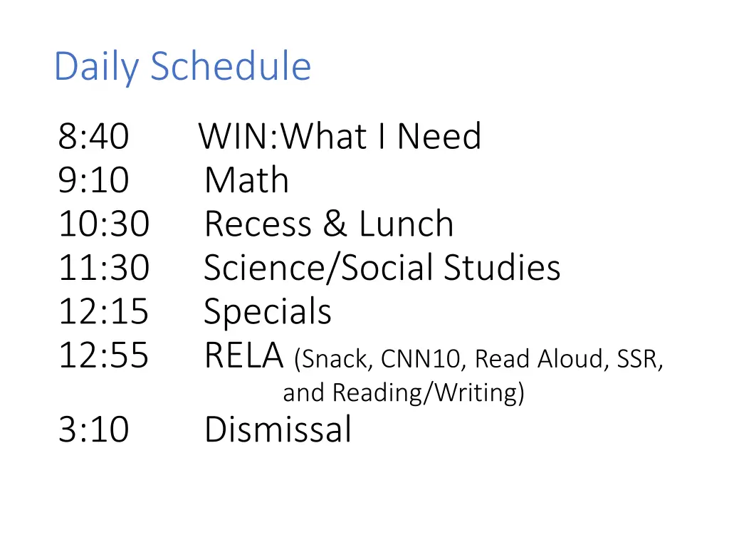 daily schedule