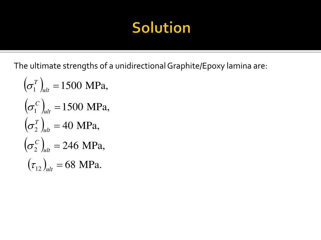 the ultimate strengths of a unidirectional