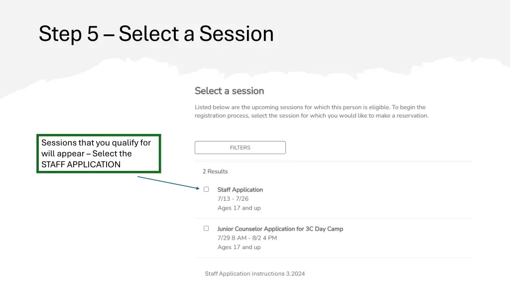 step 5 select a session