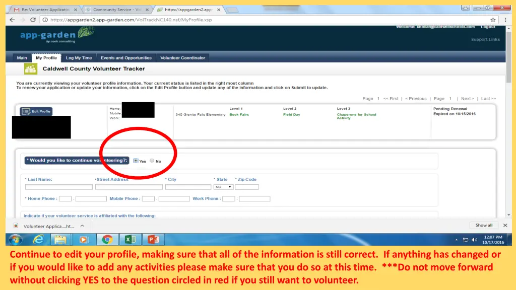 continue to edit your profile making sure that