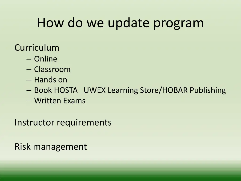 how do we update program