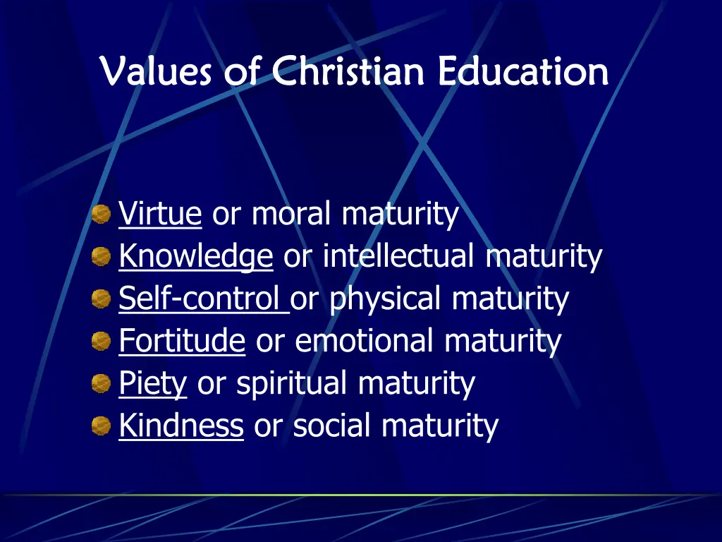 values of christian education values of christian