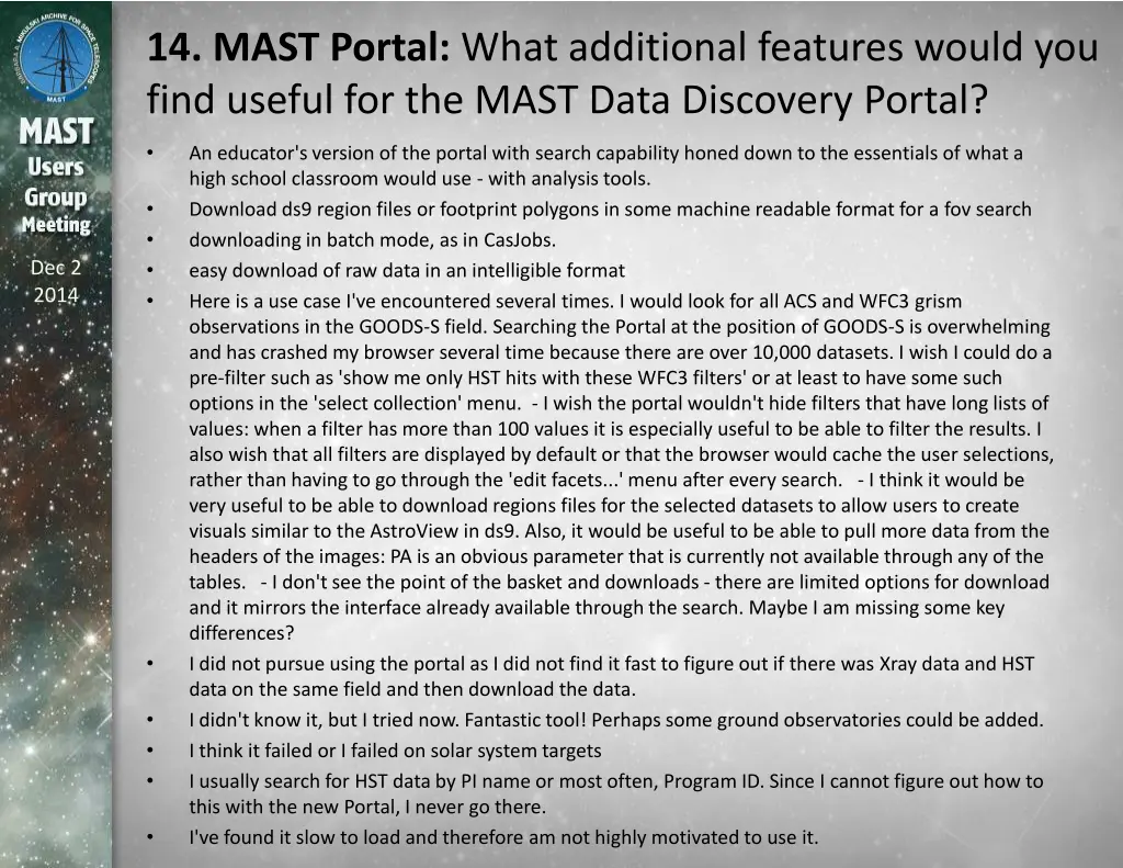 14 mast portal what additional features would