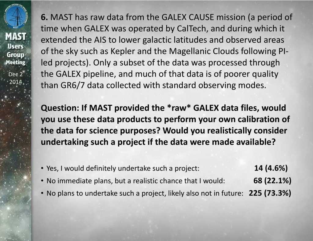 6 mast has raw data from the galex cause mission