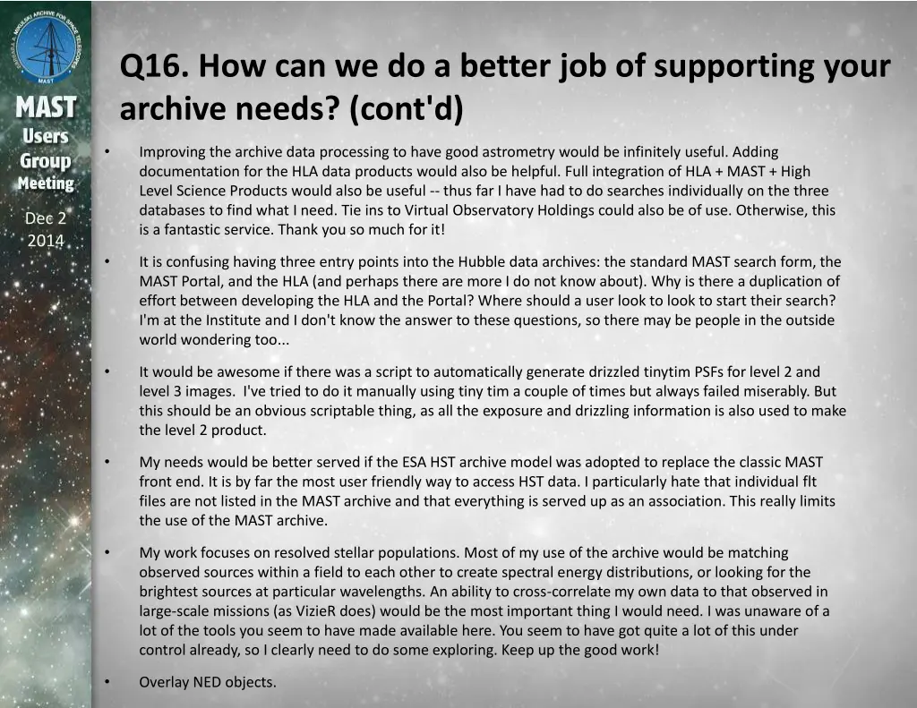 q16 how can we do a better job of supporting your 2