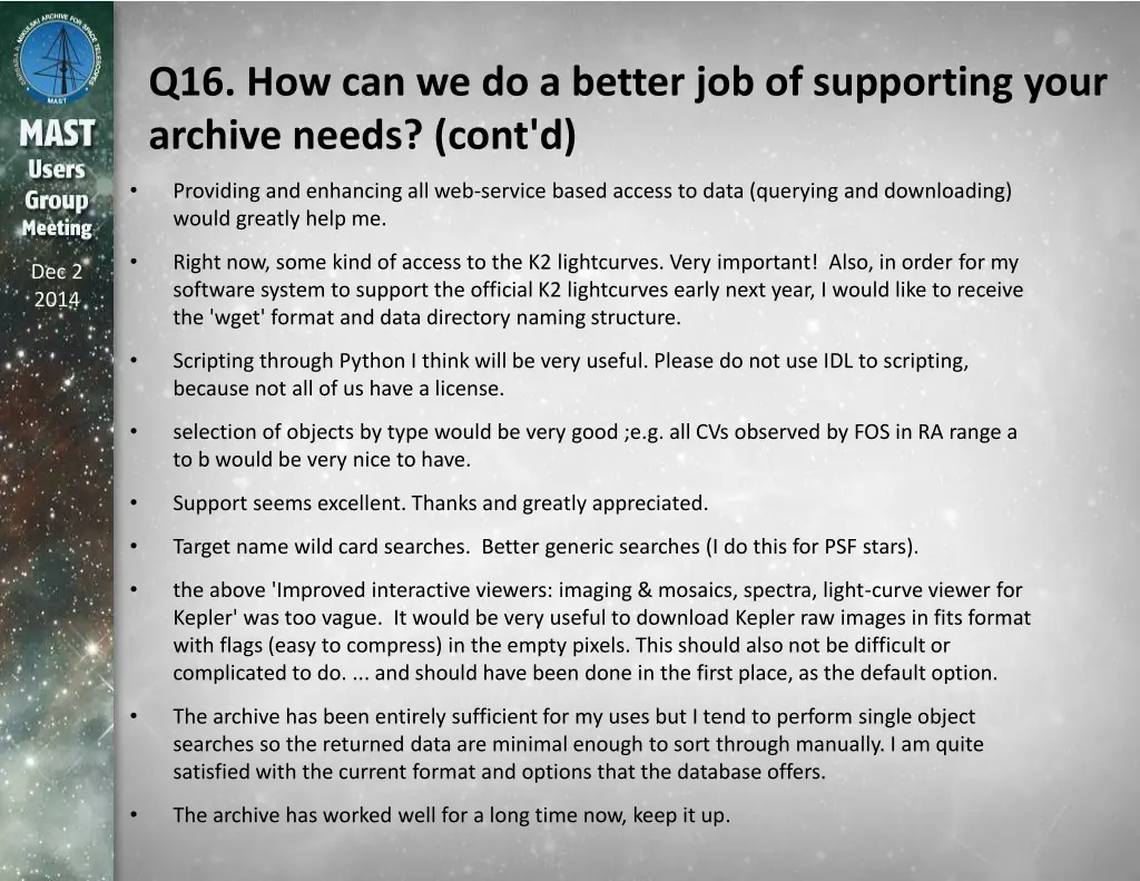 q16 how can we do a better job of supporting your 3