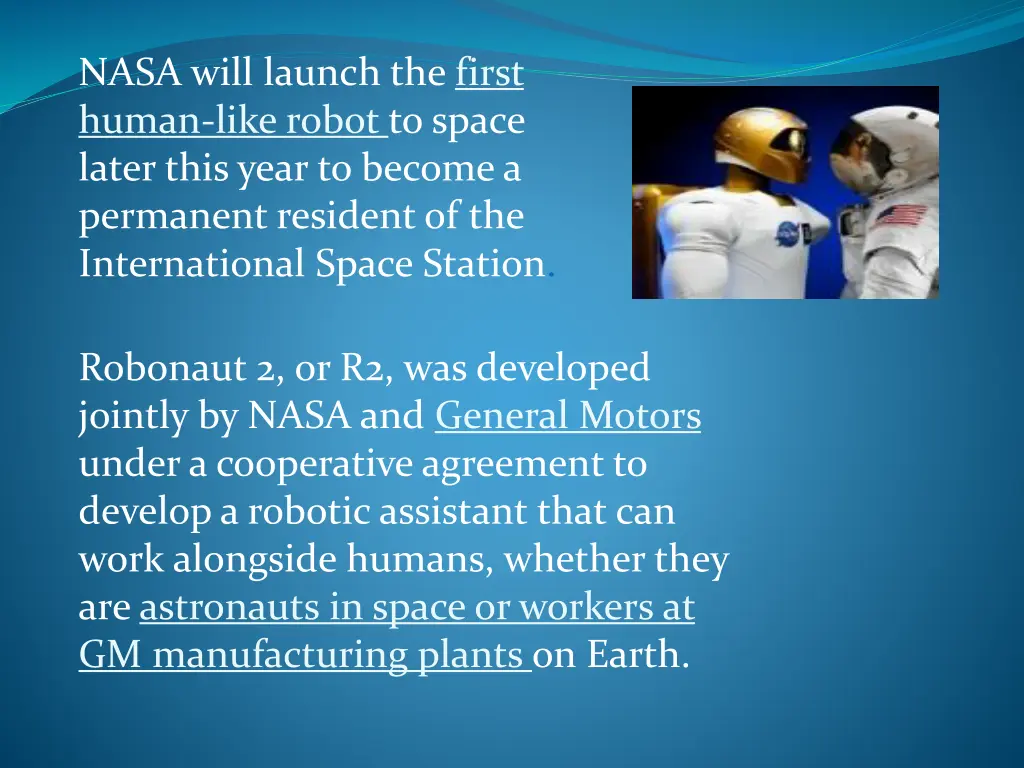 nasa will launch the first human like robot