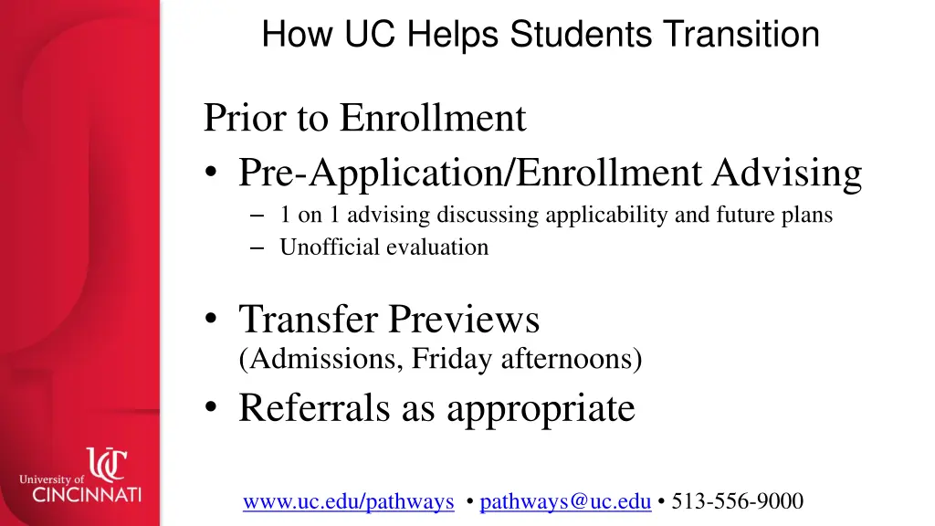 how uc helps students transition