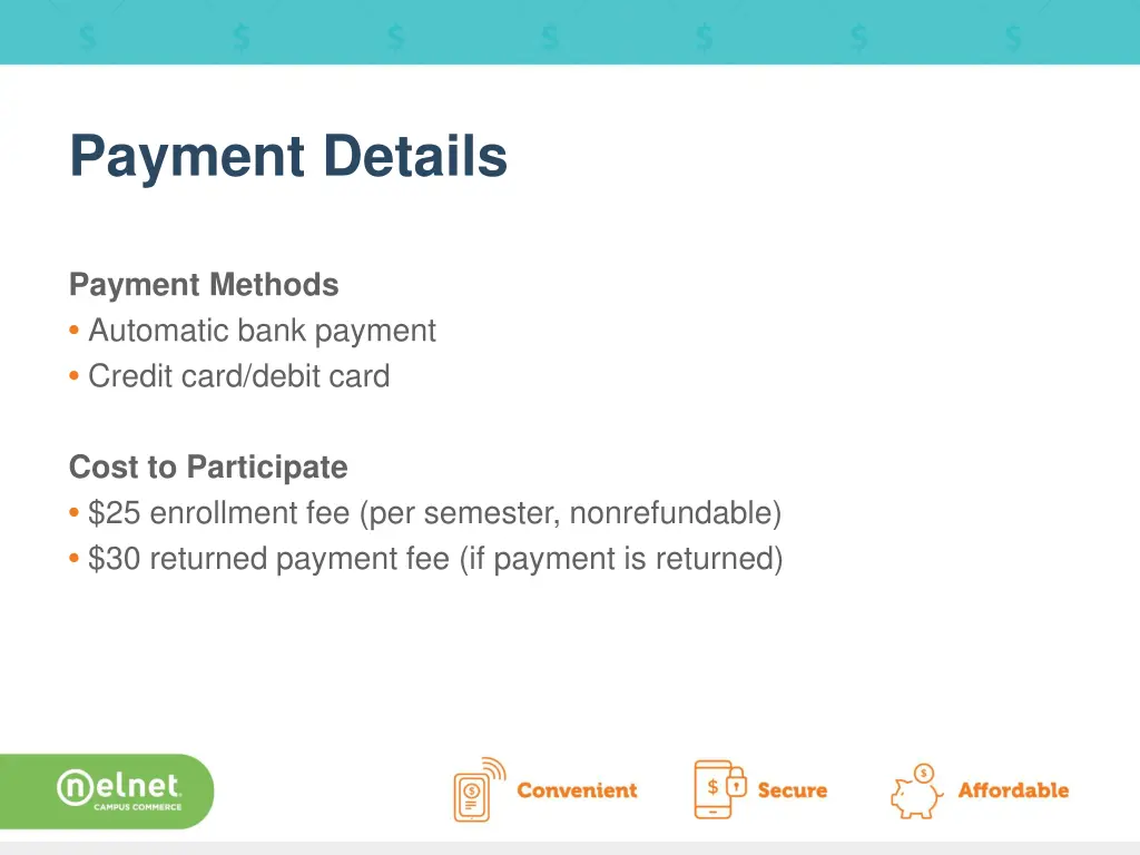 payment details