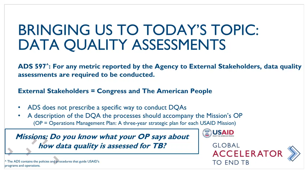 bringing us to today s topic data quality 1