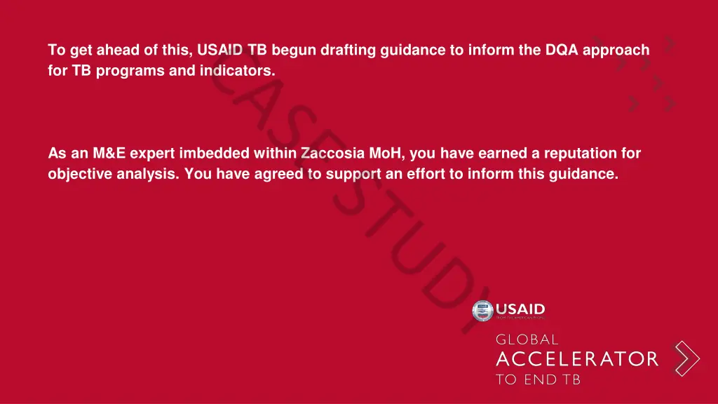 to get ahead of this usaid tb begun drafting