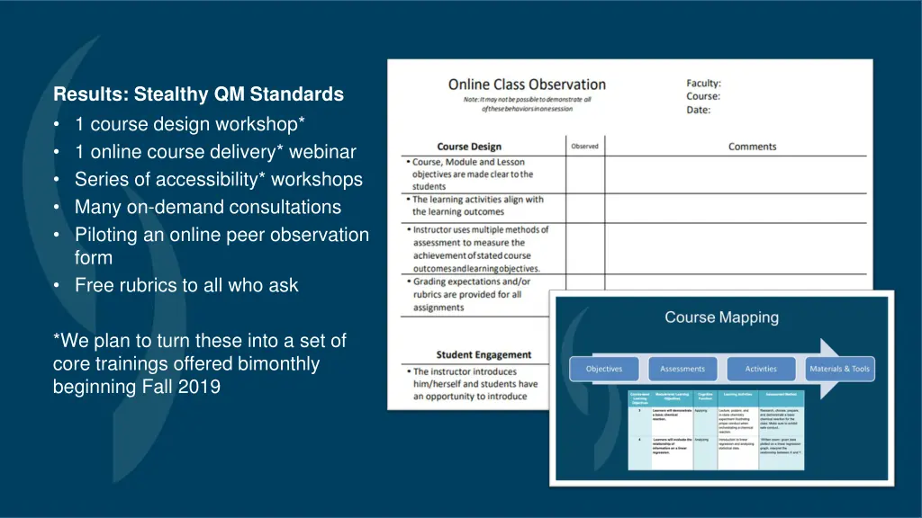 results stealthy qm standards 1 course design