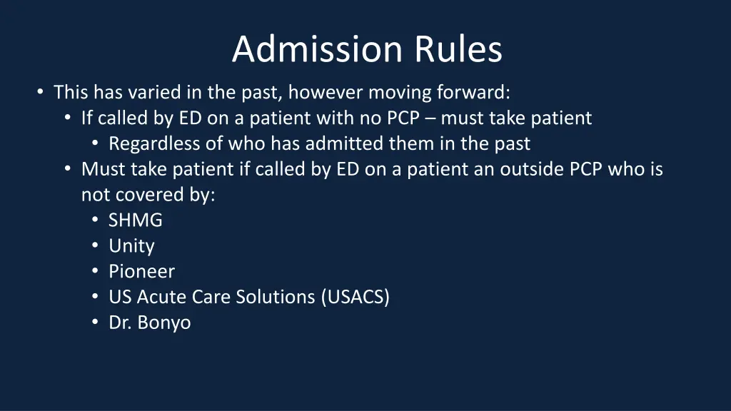 admission rules