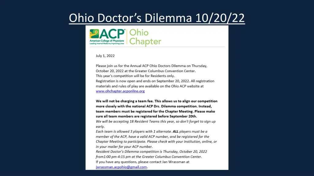 ohio doctor s dilemma 10 20 22