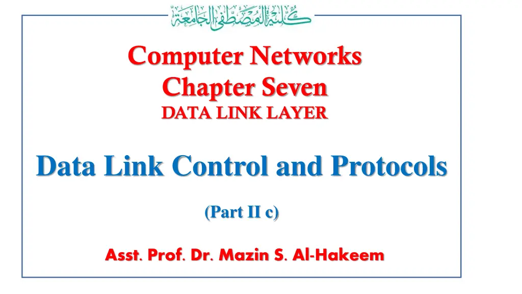 computer networks chapter seven data link layer