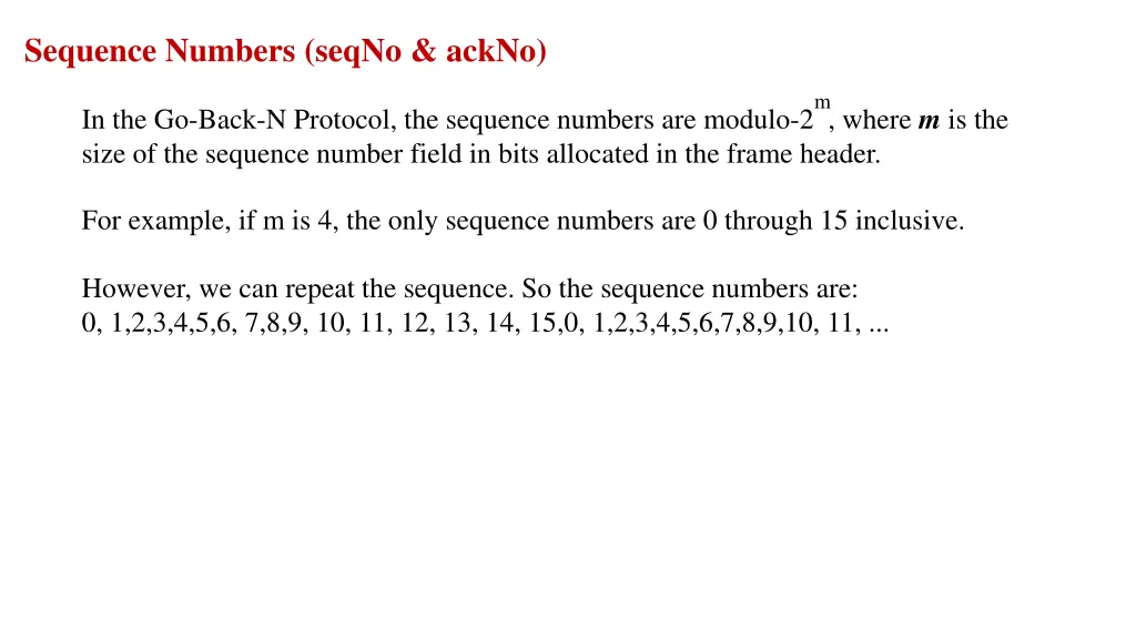 sequence numbers seqno ackno