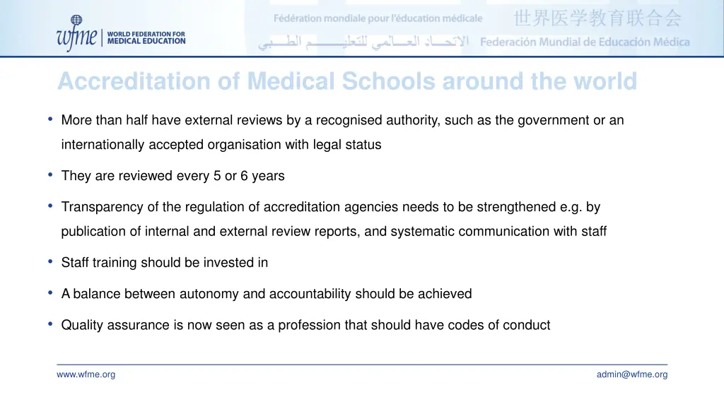 accreditation of medical schools around the world 1