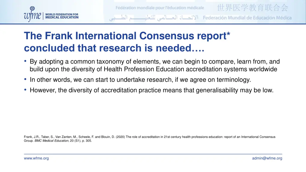 the frank international consensus report