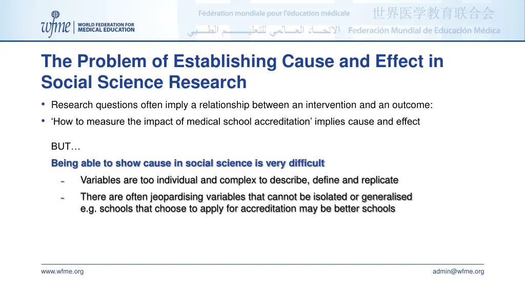 the problem of establishing cause and effect